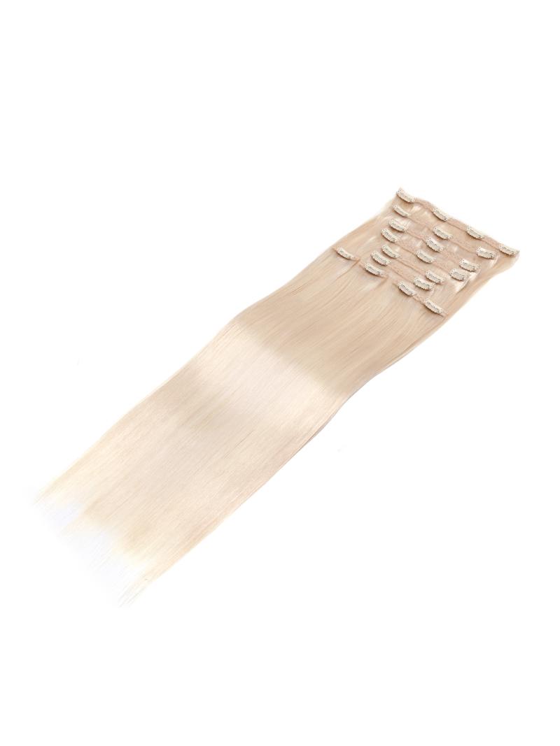 Platinum Blonde Human Hair Clip In Extension