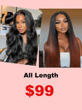 Petaluxe [All $99]Natural Black Yaki V Part Real Scalp Wig with Soft Layers& Black to Reddish Brown Ombre Yaki Straight Glueless Wig 150% Density