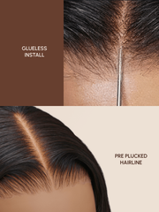 [Plus+ Exclusive] Kinky Straight Hair Thinnest Glueless Invisible 5x5 HD Lace Wig 180% High Density Pre Plucked