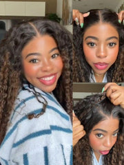 7x5 Bye Bye Slip? Glueless Lace Black to Chestnut Brown Ombre Burmese Curly With Finger Coil Ends Wig-Put On & Go With Invisi Drawstring