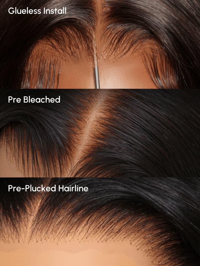 Bye-Bye Knots 7x5 Lace Water Wave Black Wig With Golden Brown Highlights