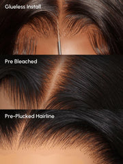 Bye-Bye Knots 7x5 Lace Water Wave Black Wig With Golden Brown Highlights