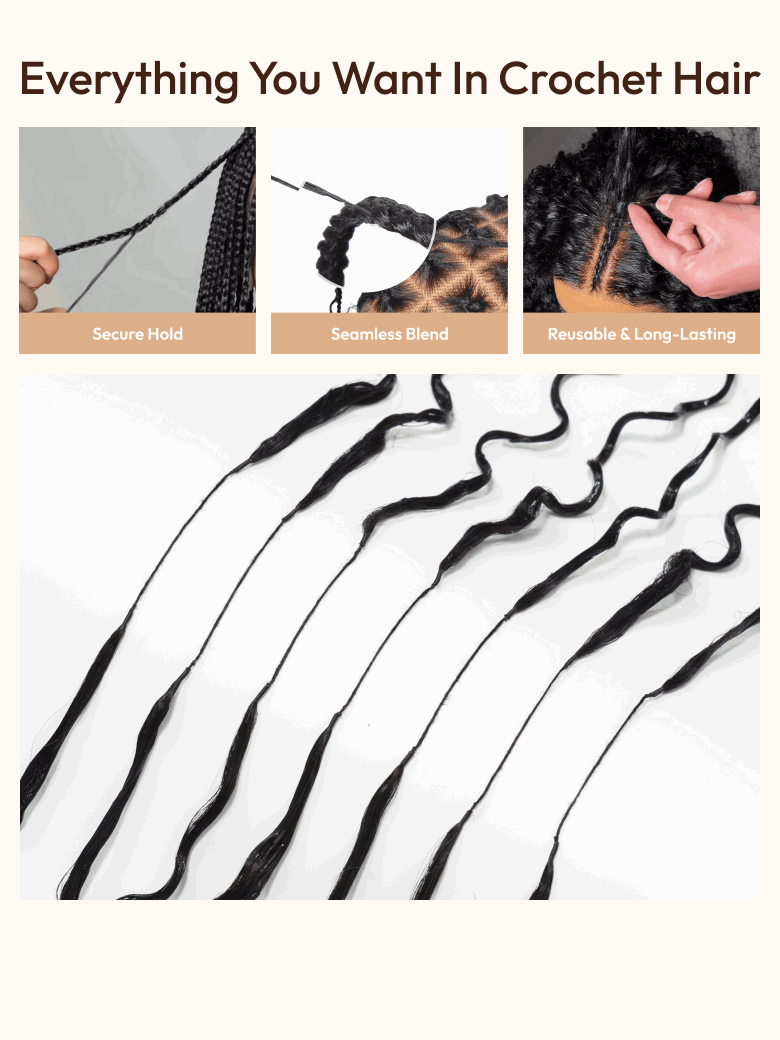 Feather Crochet Human Hair Black Water Wave Micro Ring Loop Hook & Slay