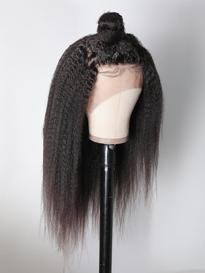 4C Kinky Edges 13x4 Transparent Melted Lace Front Kinky Straight Wig