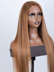Tatiana Approved 13x4 Lace Front Toffee Brown Piano Highlights Straight Wig