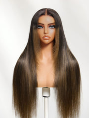 Bye-Bye Knots? 7x5 Lace Black Cherry Layered Wolf Cut with Wispy Bangs&Body Wave With Curtain Bangs Drawstring Wig