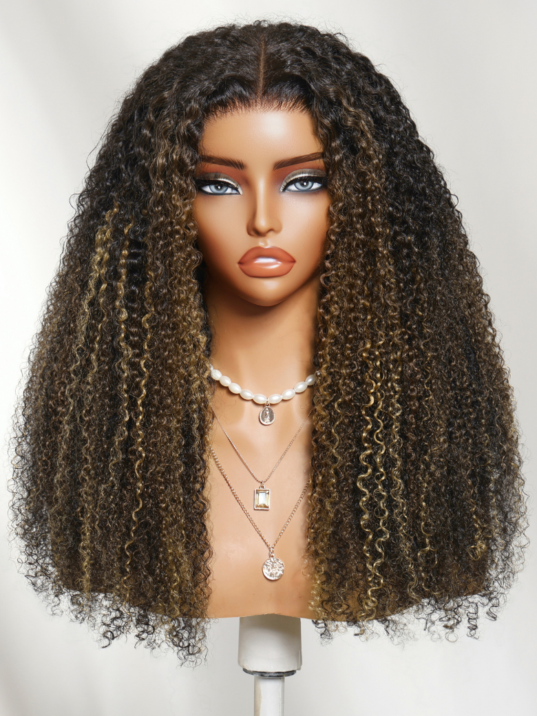 7x5 Bye-Bye Knots? & 13x4 Pre-Everything? Lace Frontal Pull And Go Black Fluffy Natural Loose Wave Curtain Bangs Wig with Free Ear Tape