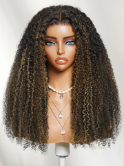 7x5 Bye-Bye Knots? & 13x4 Pre-Everything? Lace Frontal Pull And Go Black Fluffy Natural Loose Wave Curtain Bangs Wig with Free Ear Tape