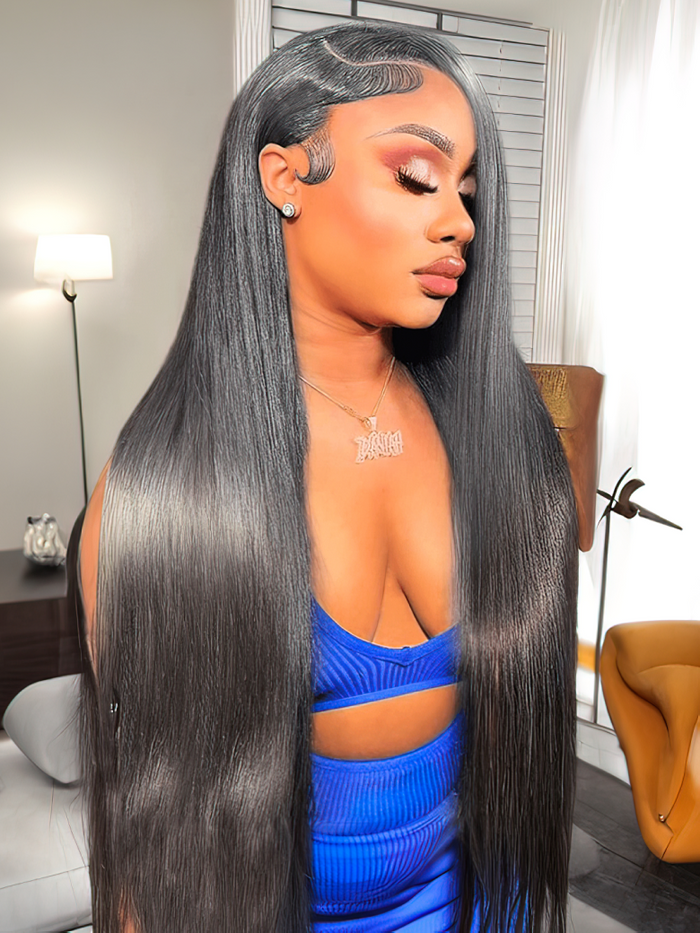 Petaluxe 5x5 HD Lace Closure Virgin Straight Wig Natural Black Human Hair Wigs