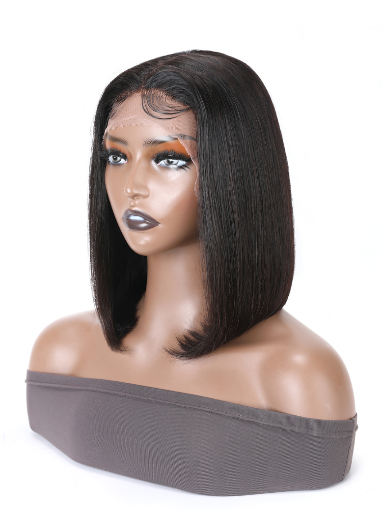[Plus+ Exclusive] 13X5X0.5 T Part Lace Bob Wig Human Hair Short Black Bob Wig