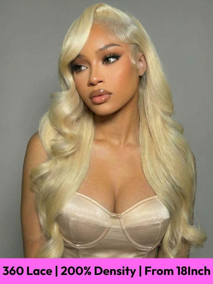 Petaluxe 360 Lace 200% Density Body Wave & Straight Pre Plucked 100% Handmade Blonde Human Hair Wigs