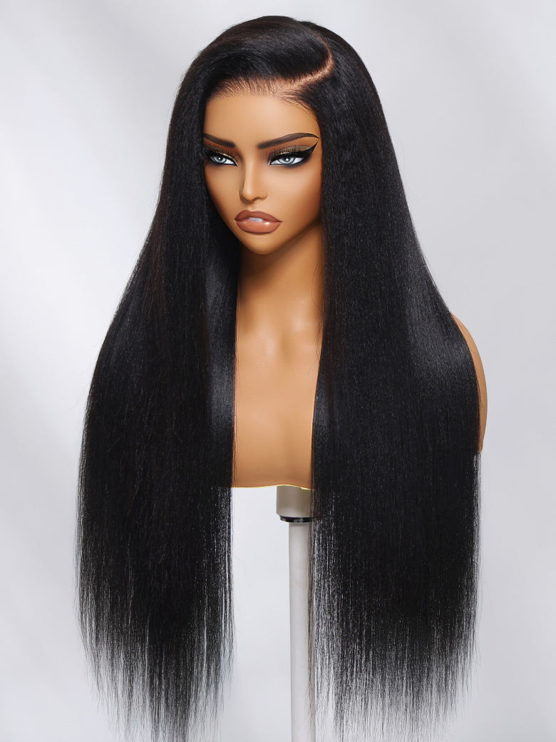 [From 20 Inch]7x5 ByeBye Knots? Wig Glueless Lace Black Yaki Straight Wig