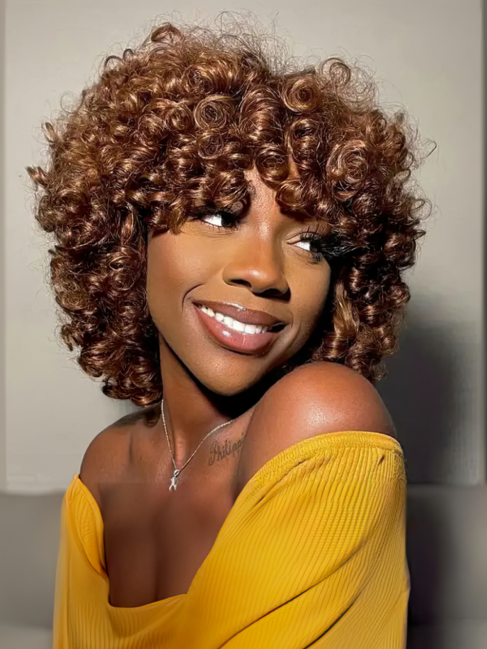 Petaluxe Glueless Spring Bouncy Curly Honey Blonde Bob Wig