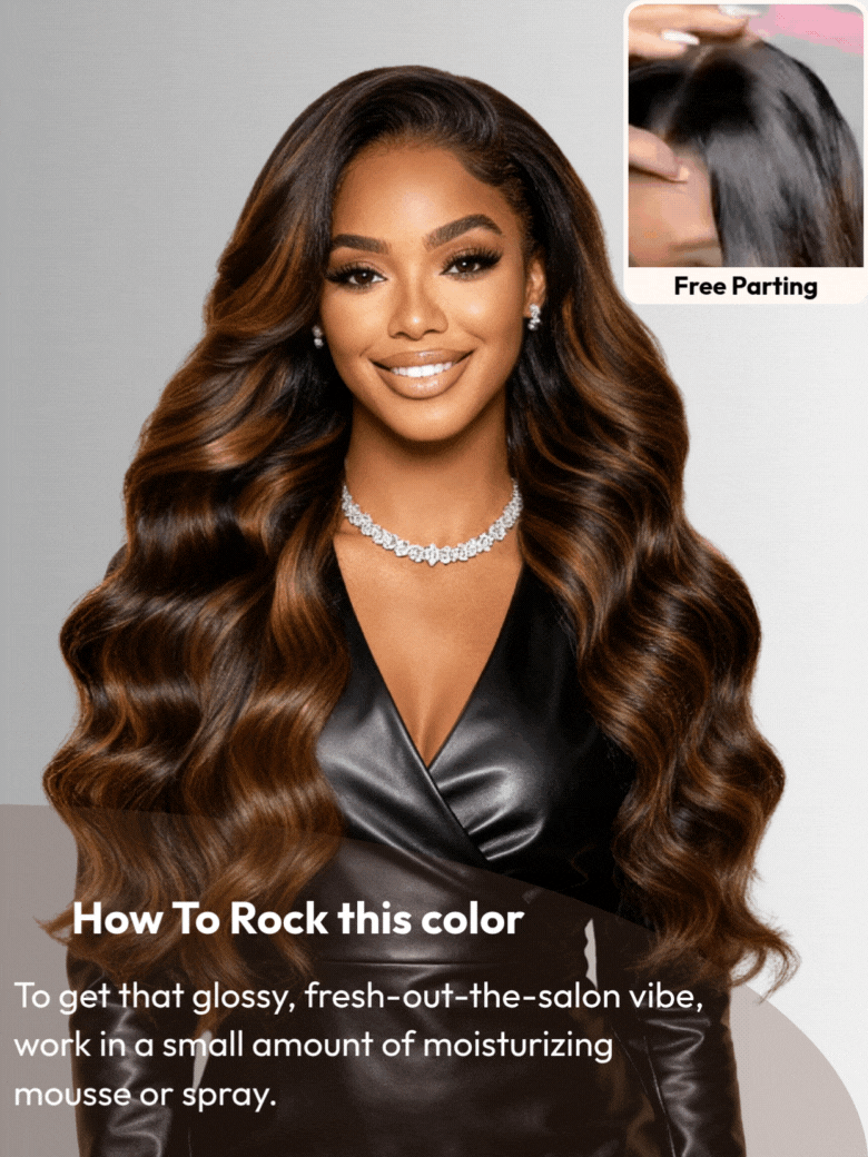 7x5 Bye Bye Knots? Wig Glueless Lace Balayage Highlight Body Wave Drawstring & With Bangs Wig