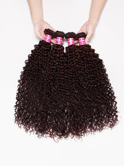 Dark Auburn Jerry Curl Remy Human Hair 4 Bundles With Closure Deal
