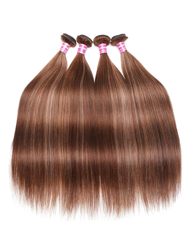 Colored Balayage Highlights Hair Weave Straight Virgin Hair 4 Bundles TL412