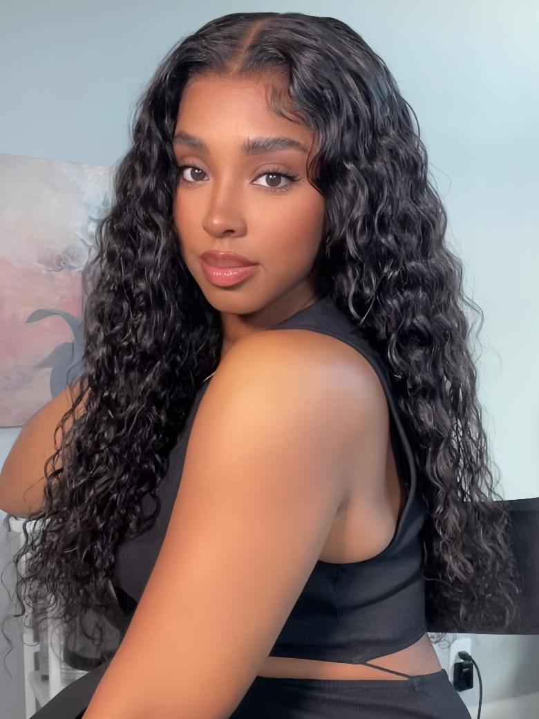7x5 Bye-Bye Knots? Wig Quick Glueless Wet & Wavy Water Wave Invisible Knots Wig