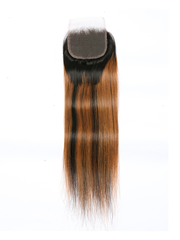 4x4 Lace Closure with 3 Bundles Straight Hair Brown Balayage Color