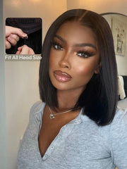 7x5 Bye-Bye Knots Wig Put On And Go Glueless Pre Cut Lace Bleached Knots Bob Drawstring Wig 150% Density