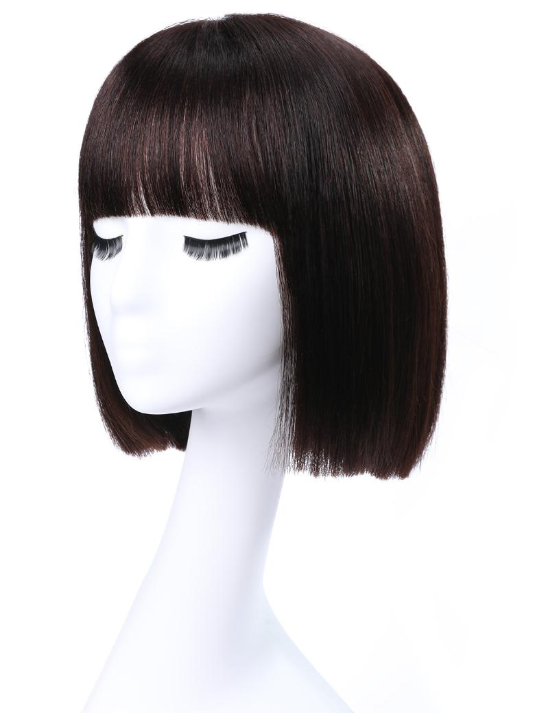 10-Inch Off Black Straight Bob Wig With Bangs