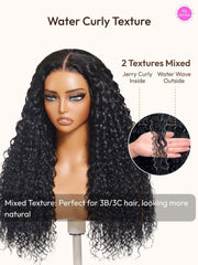 13x4 Pre-Everything? Lace Frontal Natural Black Bouncy Water Wave Curly Wig Perfect For Summer Look