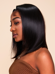 Put On And Go 6x4.5 Pre-Cut Lace Natural Black Glueless Bob Air Wig