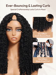 InvisiBlend? V Part Curly Texture Drawstring Human Hair Wig With Finger Coil Ends