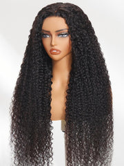 250% Density 36 Inch Glueless HD Lace Curly Human Hair Wig with Bleached Knots Match All Skin Tones