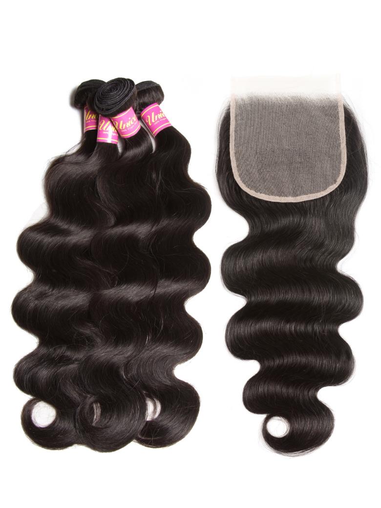 Body Wave 5x5 Lace Closure with 4 Bundles Human Hair