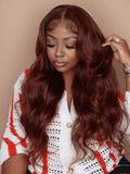 Petaluxe Reddish Brown 13x4 Lace Front Body Wave Transparent Lace Wigs Perfect Color For Women 150% Density