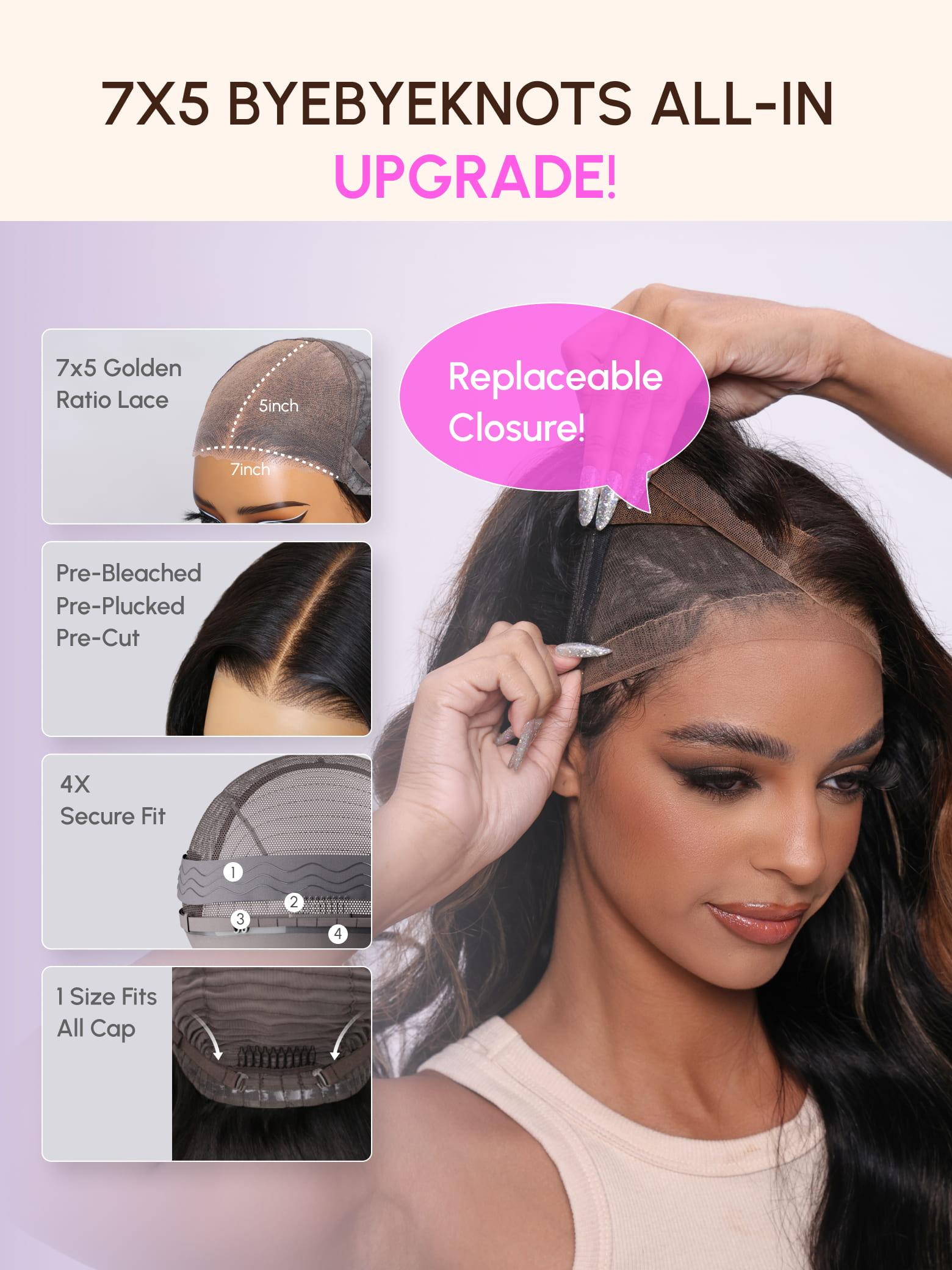 Magic Lace Wig Black to Chestnut Brown Ombre Body Wave With Optional 7x5 Replaceable Lace Closure