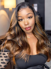 Classic Brown Highlight 4Pcs Human Hair Body Wave Bundles