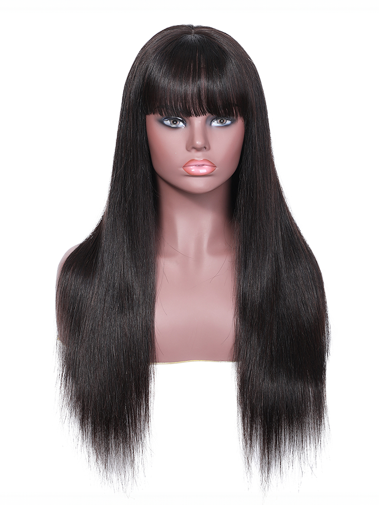 Straight Hair With Bang 13x4 Pre Plucked Lace Front Wig