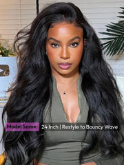 Bye Bye Knots? Wig 7x5 Glueless Lace Black Yaki Straight Wig With Elastic Drawstring 360 Cozy Hug