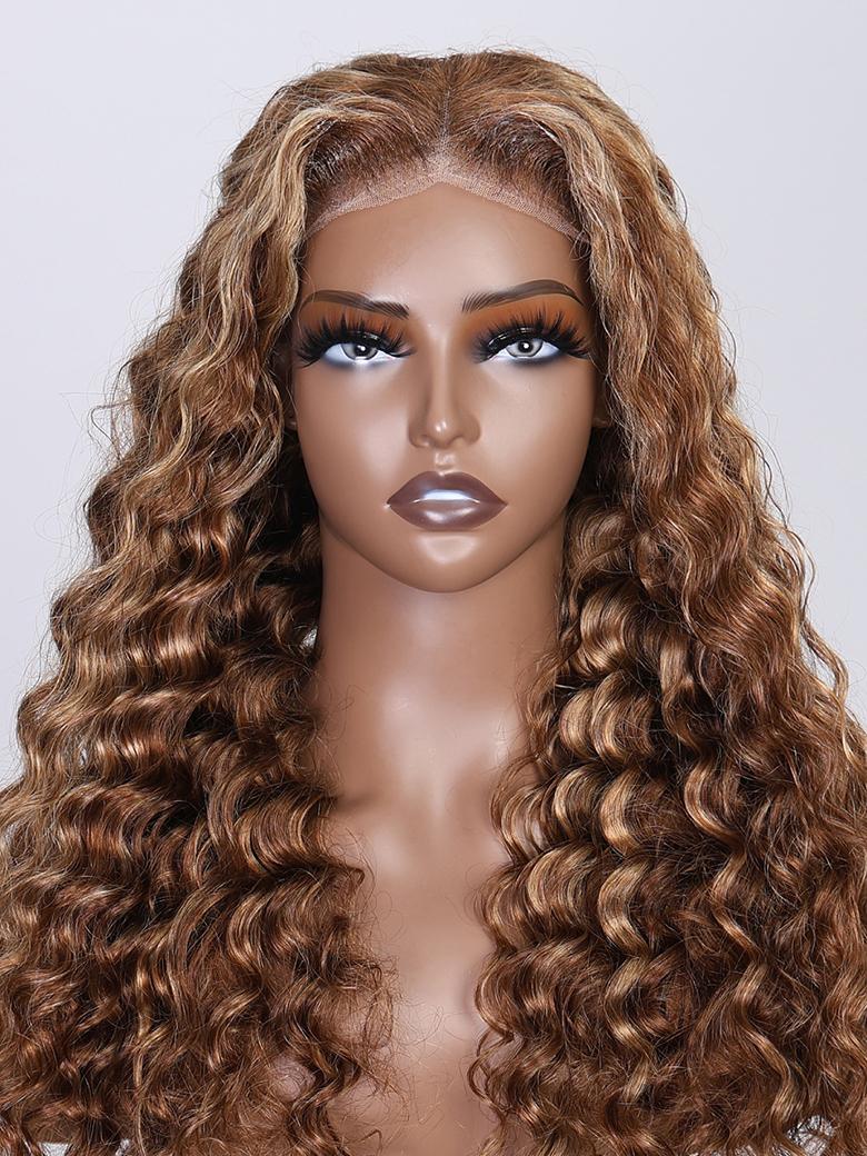 [From 22"] 6x4.5 Pre-Cut Lace Put On And Go Honey Blonde Water Wave Air Wig with Baby Hair 150% Density