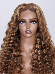[From 22"] 6x4.5 Pre-Cut Lace Put On And Go Honey Blonde Water Wave Air Wig with Baby Hair 150% Density
