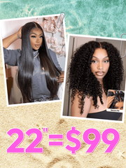 [22"=$99] InvisiBlend Drawstring Finger Coil Ends V Part  Curly& Straight V Part Human Hair Wig