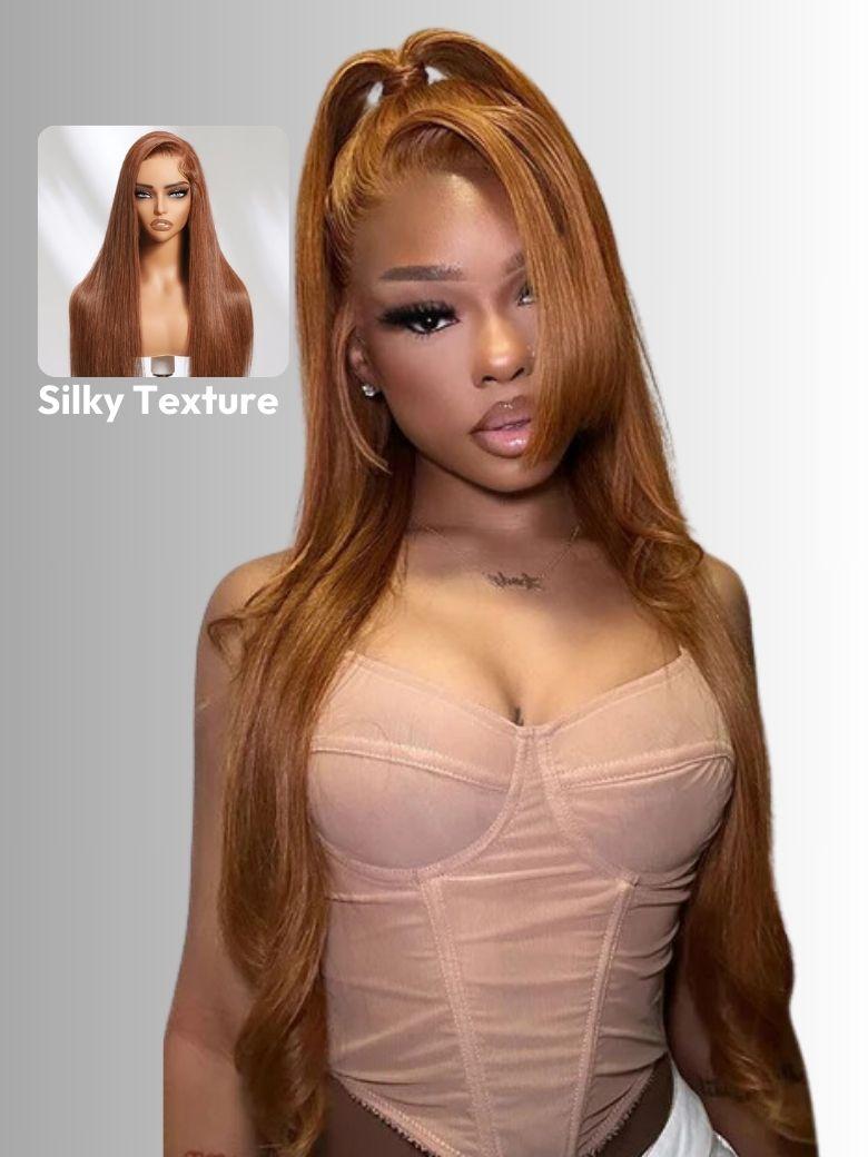 13x4 Pre-Everything Lace Frontal Cowboy Copper Straight Wig