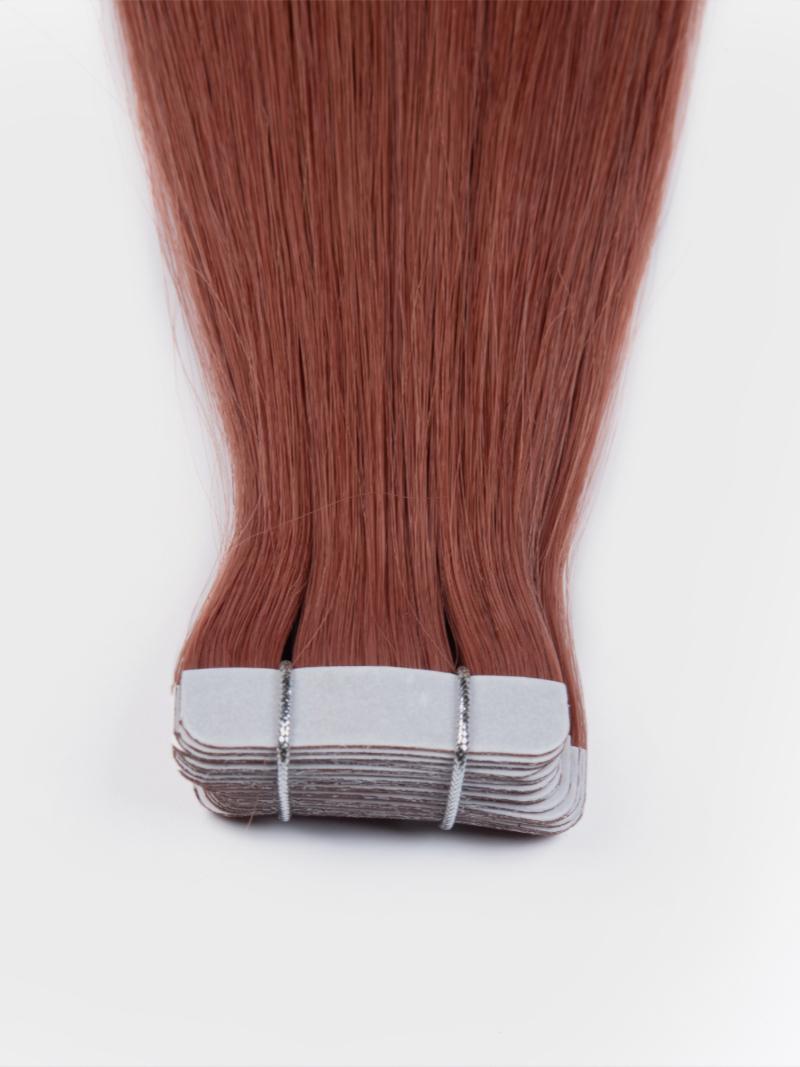Vibrant Red Human Hair Tape In Extension