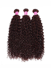 Dark Auburn Jerry Curl Remy Human Hair 3 Bundles With Closure Deal