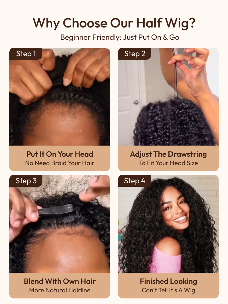 [Limited Time] Blend & Secure Half Wig & 7x5 Bye Bye Knots Water Wave With Glueless Drawstring