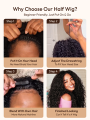 [Limited Time] Blend & Secure Half Wig & 7x5 Bye Bye Knots Water Wave With Glueless Drawstring