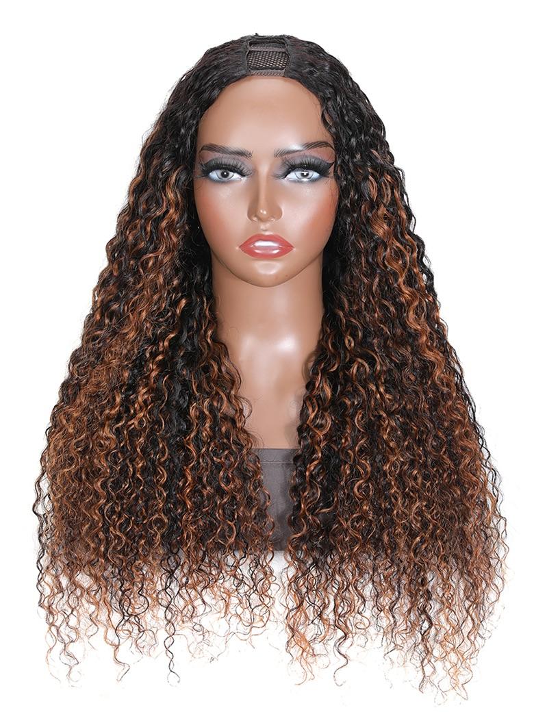 [24"=$99] Glueless Balayage Color Highlights Glueless U Part Curly Hair Beginner Friendly Wig