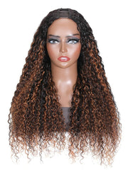[24"=$99] Glueless Balayage Color Highlights Glueless U Part Curly Hair Beginner Friendly Wig