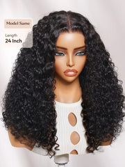 7x5 Bye-Bye Knots? & 13x4 Pre-Everything? & HD Lace Frontal Pull And Go Black Fluffy Natural & Balayage Highlights Loose Wave Wispy Bangs Wig