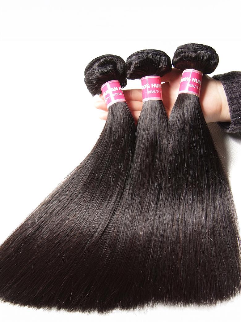 Hair 3 Bundles Brazilian Straight 100% Human Virgin Hair