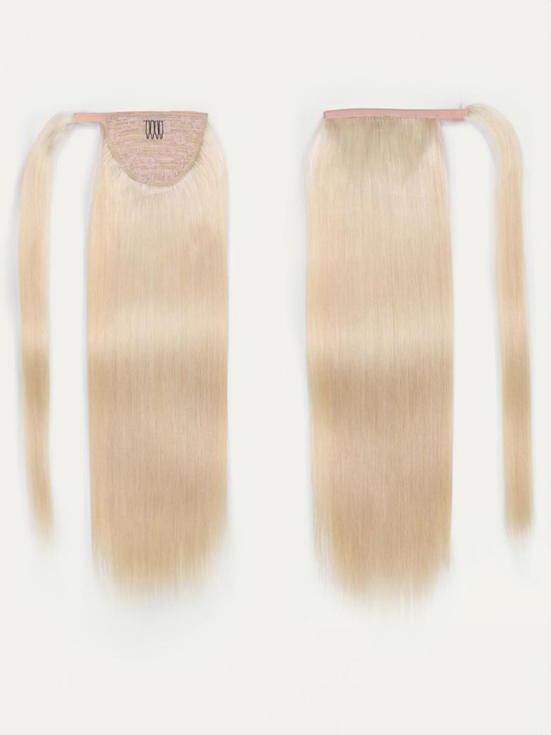 Ash Blonde Straight Clip In Ponytail Extension Human Hair