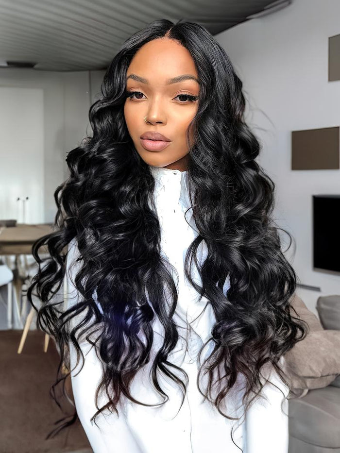 Petaluxe 250% High Density Body Wave U Part Human Hair Sew In Wig