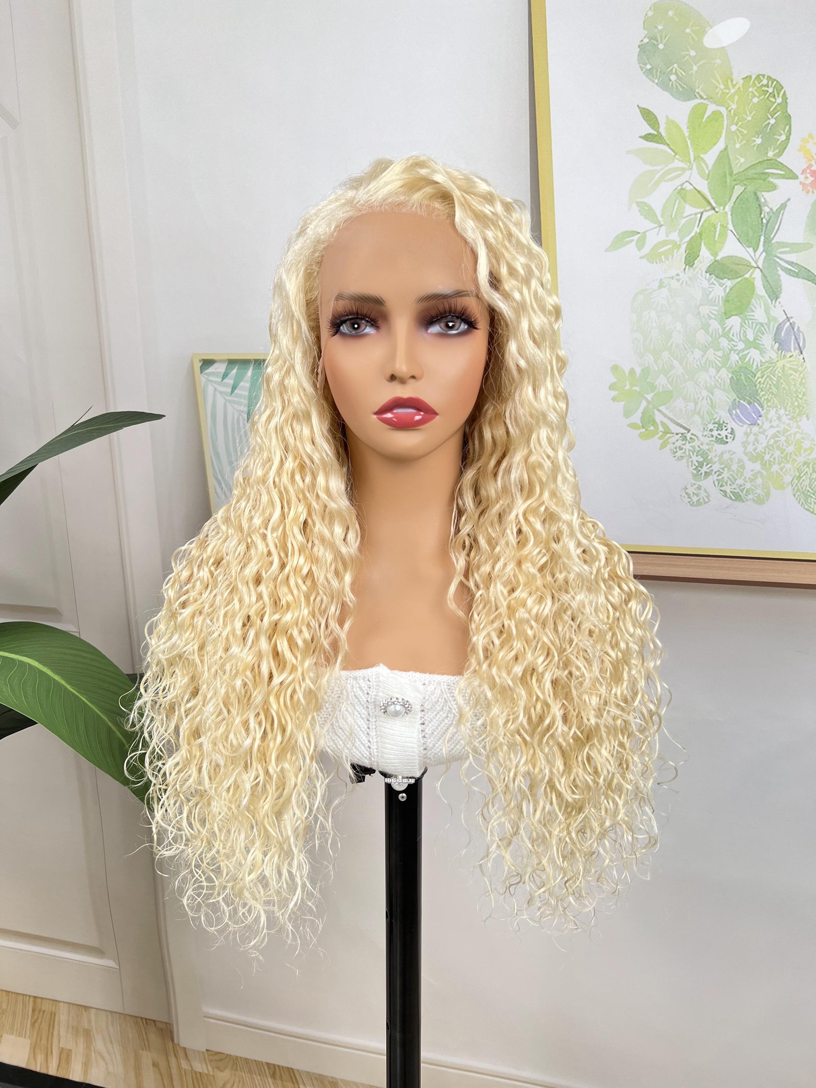 Blonde Water Wave 13x4 Lace Front Wig Pre Plucked Natural Hairline
