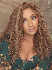 Bye Bye Knots Wig 7x5 Glueless Lace Honey Blonde Jerry Curly Bleached Knots Wig 150% Density